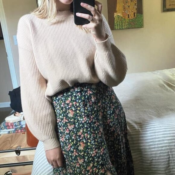 NEW The Curated Chunky Crew Cashmere Sweater Panacotta Size M! VERY RARE COLOR!! - Picture 10 of 17